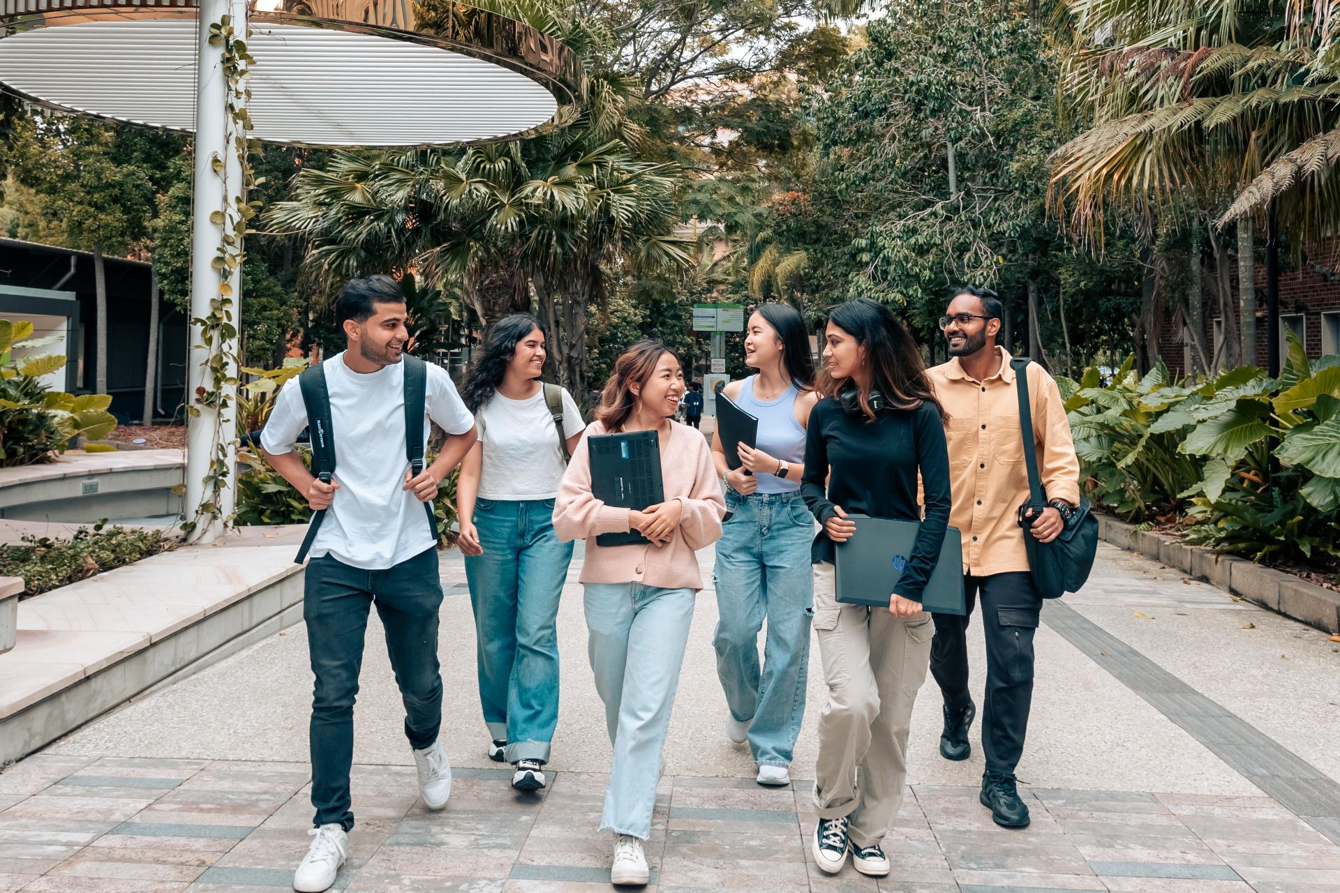 Group of students walking together.