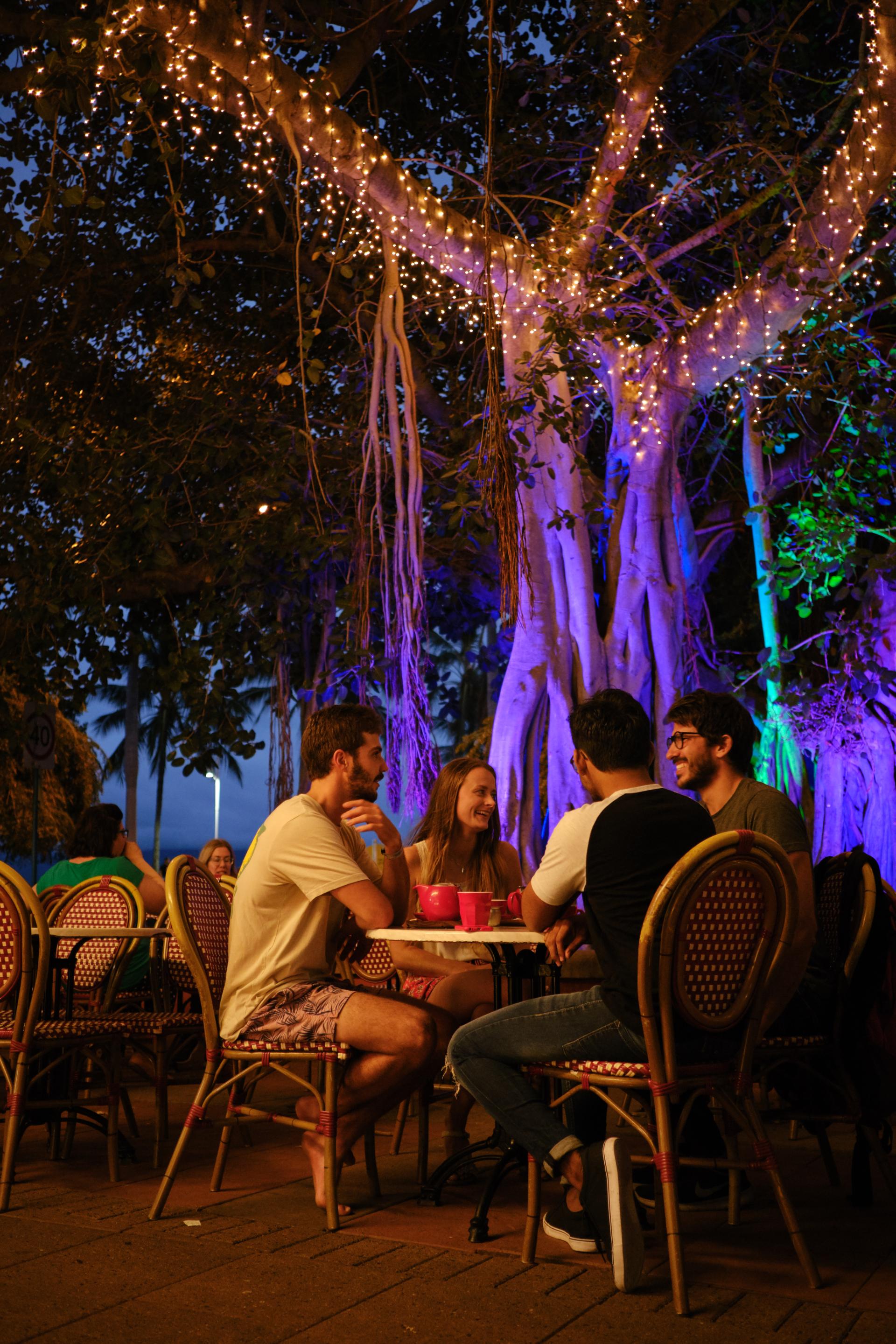 Students dining at the Strand in Townsville.